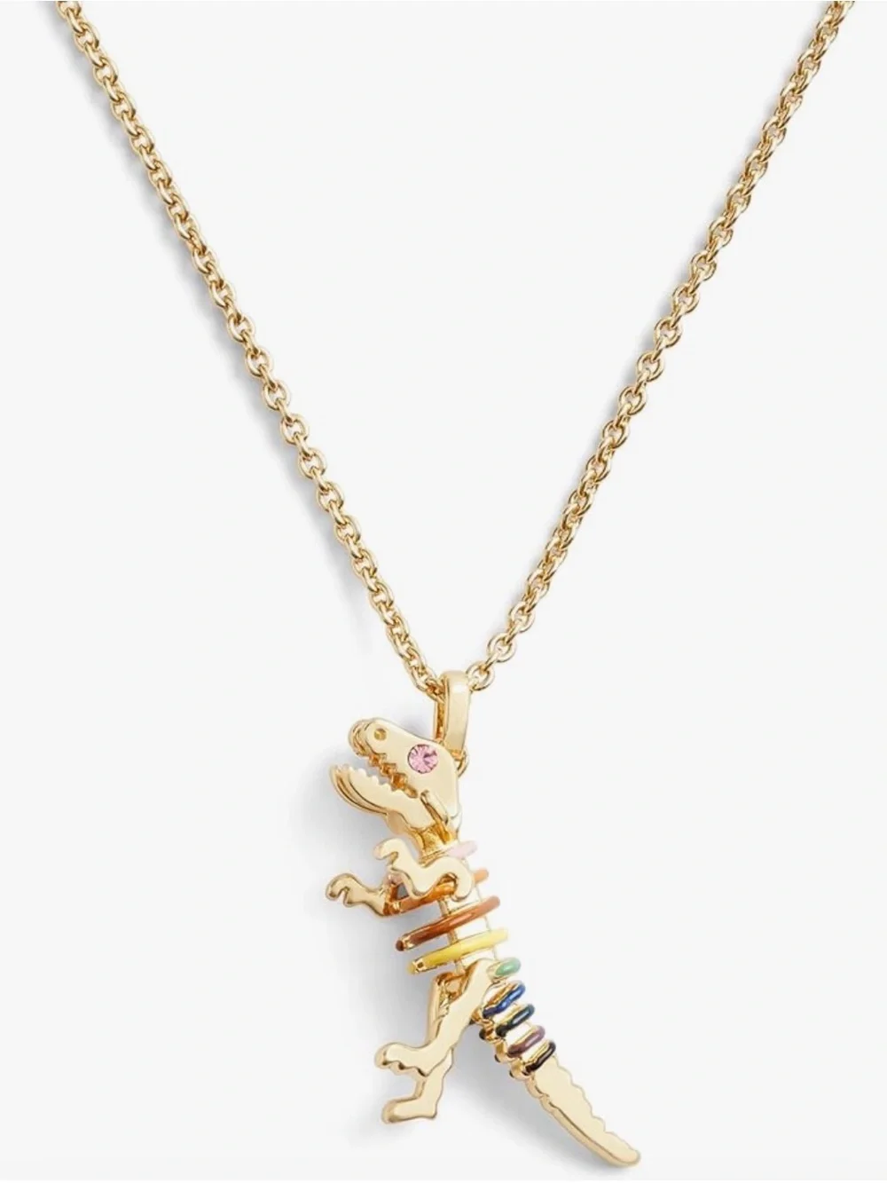 NWT Matching Coach Gold Rainbow Dinosaur Dangle Huggie Earrings and Necklace - Picture 4 of 14